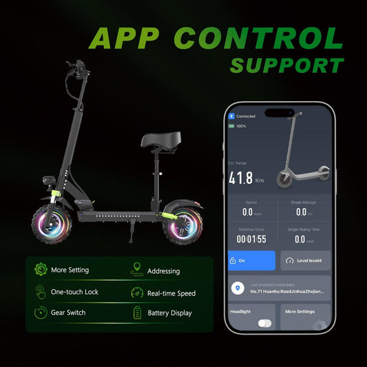 HKM-S6M 34.9 Miles 48V 18.2Ah 873Wh 1200W Single-Motor Drive Long-Range Foldable Electric Scooter - Black