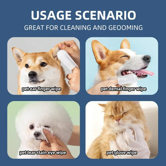 HKM-699795 Pet Care Ear Cleaning Finger Wipes with Custom Pearl Pattern Design for Dogs and Cats