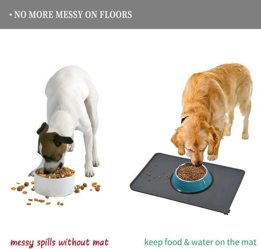 HKM-111123 Non-Slip Waterproof Silicone Pet Feeding Mat with High Lipped Design for Easy Cleanup