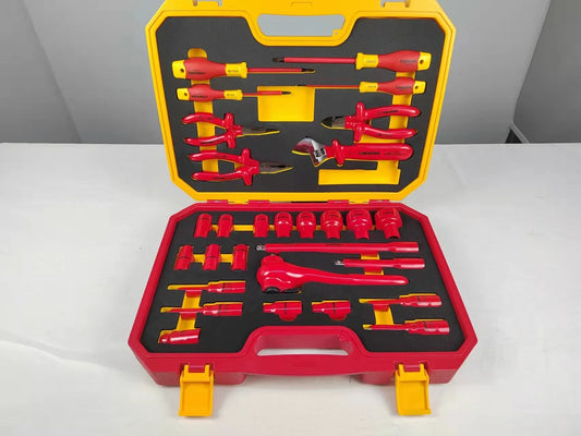 KTX-460883 29-Piece Insulated Tool Set with Pliers, Screwdrivers, Sockets, and Adjustable Wrench for Electrical Work