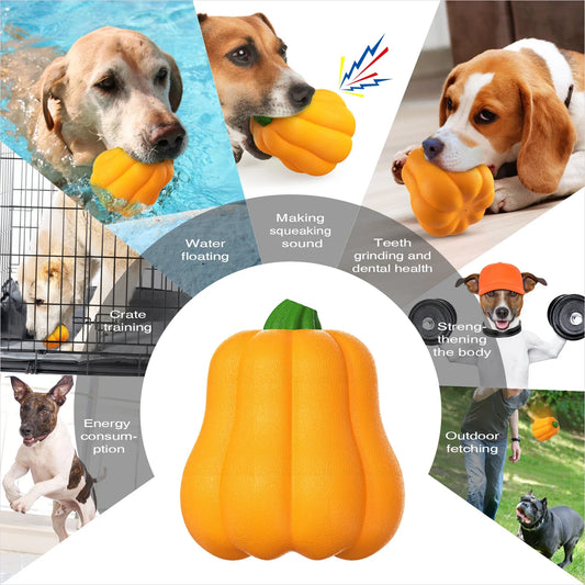 HKM-635411 Indestructible Pumpkin Shaped Rubber Dog Chew Toy for Aggressive Chewers
