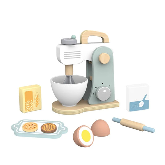 KTX-373203 Wooden Kitchen Food Toy Mixer Blender Set for Kids Pretend Play