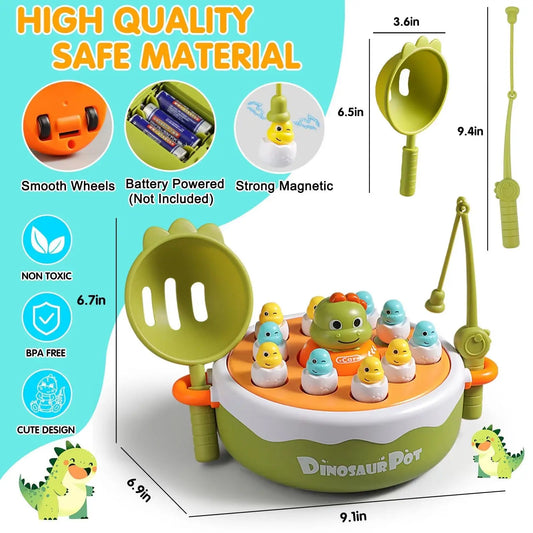 HKM-460371 Dinosaur 4 in 1 Pop Up Board Game for Kids - Electronic Musical Bouncing Turntable Fishing Fun