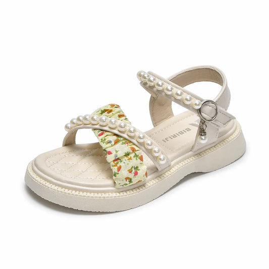 HKM-246675 Summer Fashion Girls' Sandals Beautiful Pearl Decor with Soft Bottom for Baby and Children