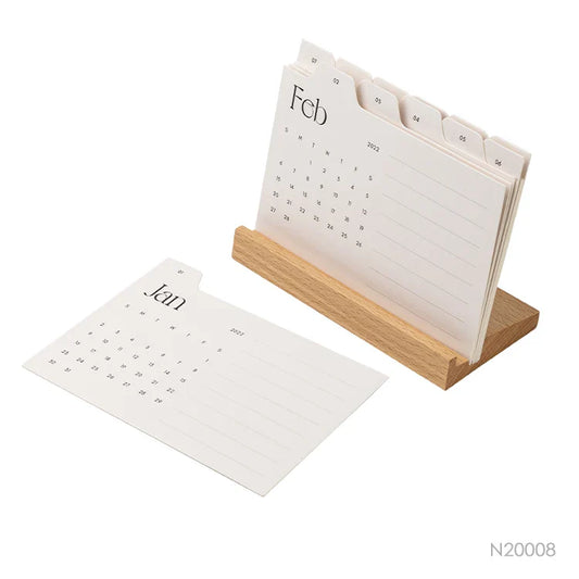 KTX-951507 Custom Mini Wooden Desk Calendar Stand with Base - Day-by-Day Design