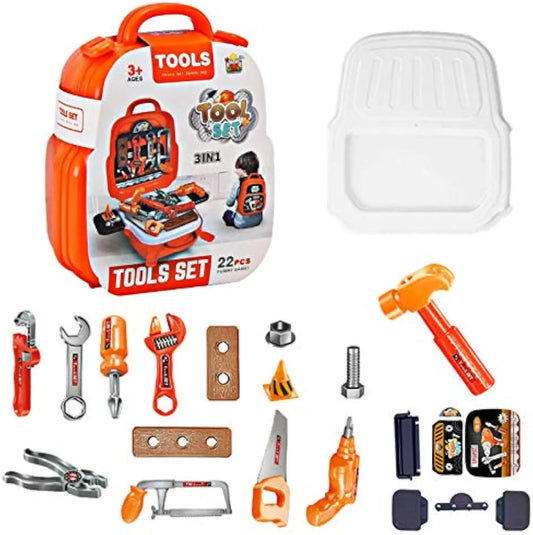 HKM-590291 Kids Tool Set - 22PCS Mini Tool Toy for Pretend Play, Ages 2-9, Plastic, Educational Fun