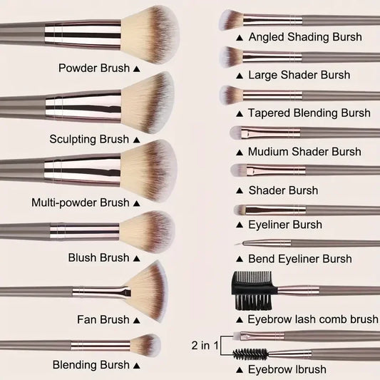 HKM-931283 Makeup Brush Set - 3 to 20 Pcs Soft Synthetic Hair Tools for Foundation, Eyeshadow, Blush, Highlighter, and Concealer