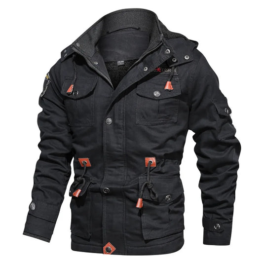 HKM-095187 Mens Winter Iacket Coat Quilted Jacket With Turtleneck Slim Fit and Warm Insulation Plush Standing Collar Men's Coats