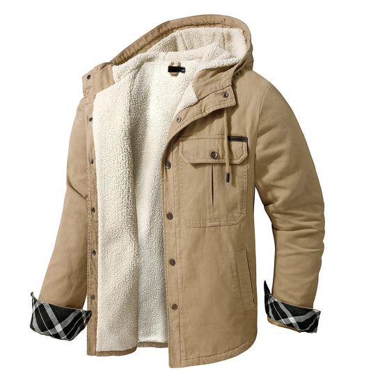 HKM-062419 Men's Casual Hooded Oversized Cotton Jackets for Fall and Winter Coats Thickened With Plush Long US Size Loose Fit Winter Jacket