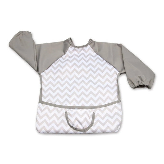 HKM-883923 100% Polyester Waterproof Meal Infant Long Sleeve Baby Bib Wholesale Washable