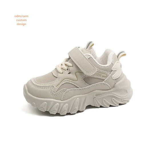 HKM-148371 Wholesale Lightweight and Breathable Casual Sneakers Boys' and Girls' White Slip-On Platform Running Shoes