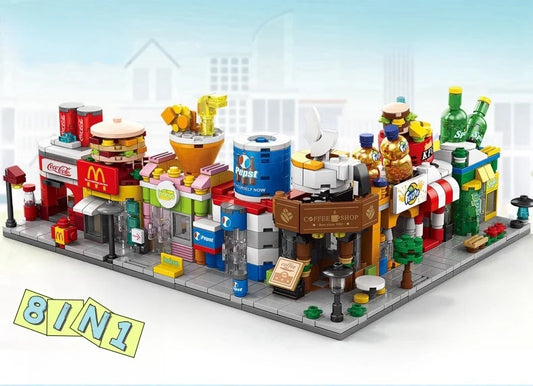 KTX-636179 8-in-1 Mini City Street View 3D Building Block Set for Kids