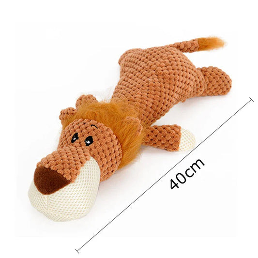 HKM-061395 Indestructible Plush Dog Toy for Aggressive Chewers - Squeaky Stuffed Animal for Small to Medium Dogs