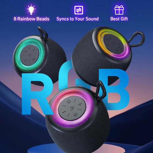 KTX-465299 Portable Waterproof Wireless Speaker with RGB Light, Hi-Fi Stereo Sound, Bluetooth 5.3, Compact and Lightweight Design
