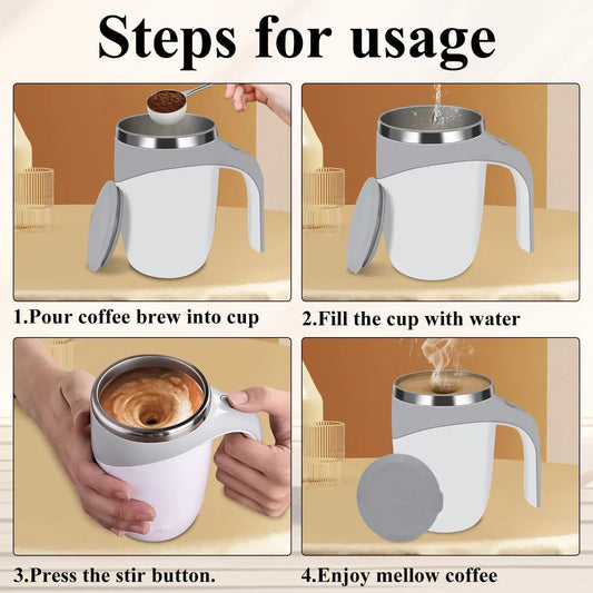KTX-793555 Self Stirring Electric Coffee Mug with Lid for Travel and Office Use
