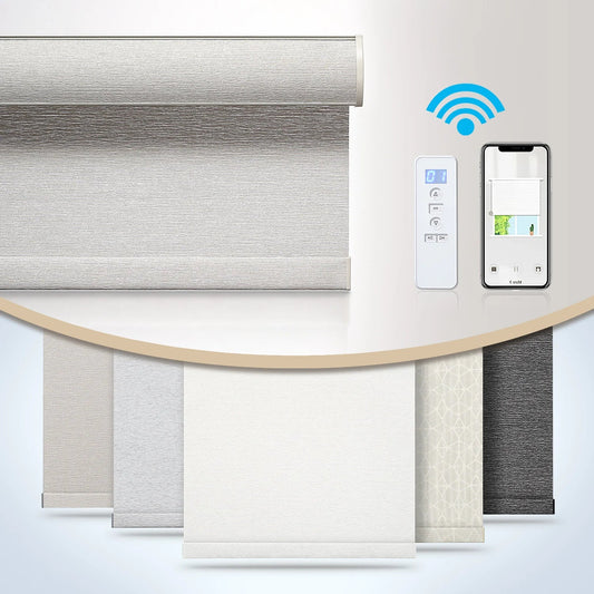 KTX-140499 Motorized Blackout Roller Blinds with Smart Remote Control for Easy Installation in Home or Office