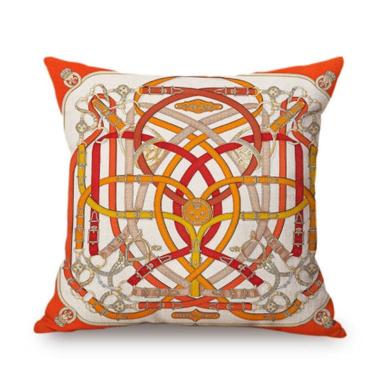 HKM-000339 European Celebration Nordic Cotton and Linen Horse Pillowcase - 45x45cm