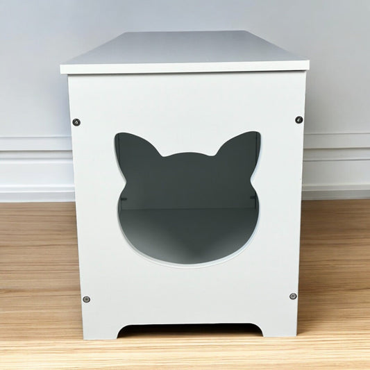 HKM-0020157 Multi-Purpose Top Open Cat Litter Box with Fence Cover - 39.4 Inch Classic Design