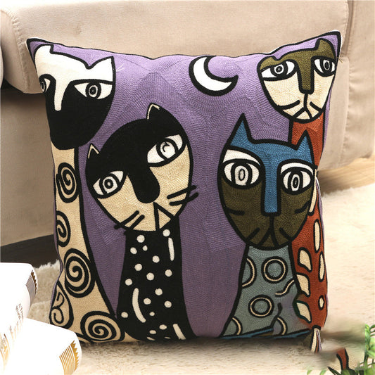 HKM-002323 Cartoon Embroidered Pillowcase with Unique Designs in Cotton and PP Cotton Filling