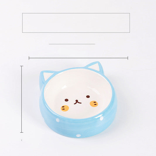 HKM-0043709 Ceramic Cat Food Bowl with Smooth Matte Glaze for Easy Cleaning
