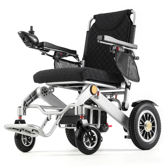 HKM-005267 Lightweight Foldable Aluminum Electric Wheelchair with 6Ah, 10Ah, and 20Ah Lithium Battery