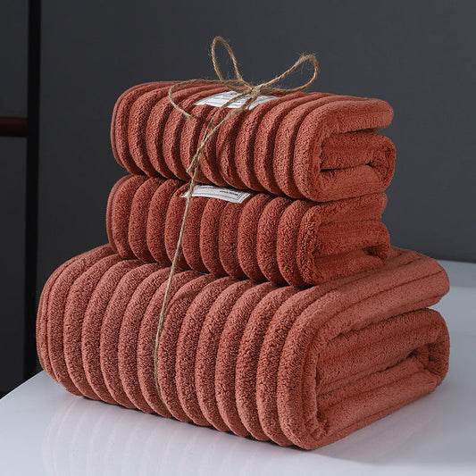 HKM-005971 Super Soft Coral Fleece Bath Towels – Creamy White, Dark Red, Gray, Navy Blue, Brown Options Available