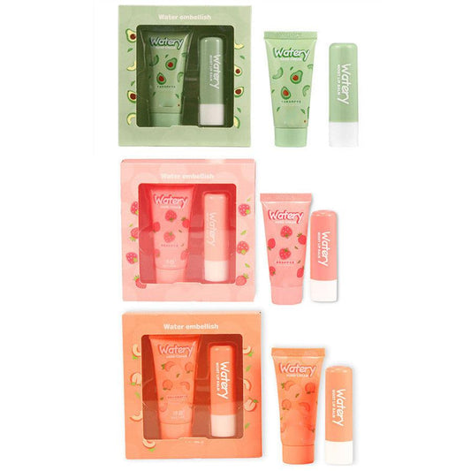 HKM-006931 Moisturizing Hand Cream and Lip Balm Set with Avocado, Strawberry, and Peach Extracts