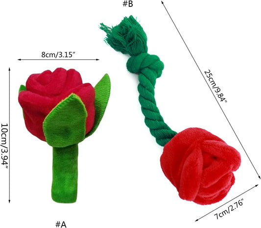 HKM-0112317 Chew-Resistant Plush Rose Dog Toy with Squeaker for Small Dogs and Puppies