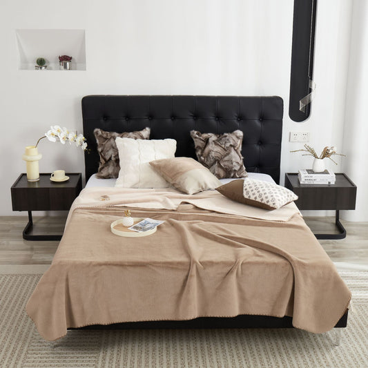 HKM-013459 Double-Sided Lux Mink Fur Blanket - Soft Polyester Fiber, Available in Multiple Colors and Sizes