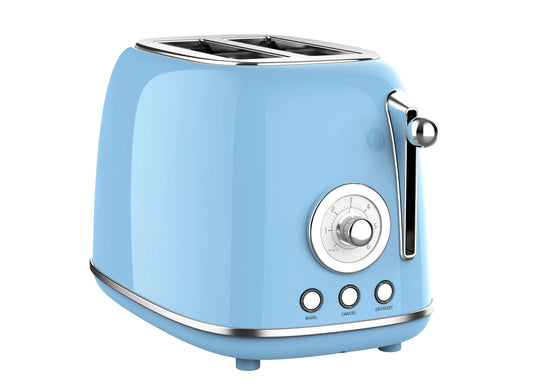HKM-014355 Dual Slice Retro Electric Toaster with Adjustable Browning Levels from 1 to 6