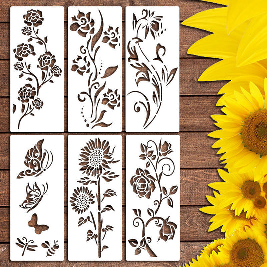 HKM-015699 Floral Spray Painting Template Set with Various Designs and Textures