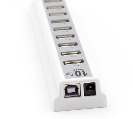 HKM-015827 10-Port USB 2.0 Hub with AC Power Adapter for PC, Laptop & Notebooks