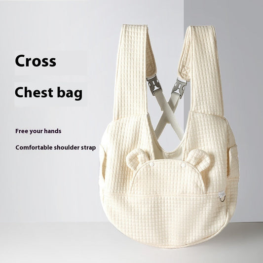 HKM-0171069 Pet Diaper Bag Soft Square Plaid Cross Chest Backpack for Dogs and Cats