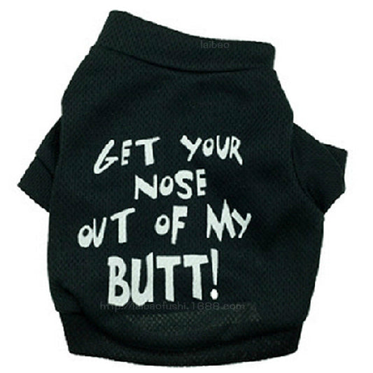 HKM-0205757 Black Printed Mesh Tee for Dogs - Sniff With Me Design, XS to L Sizes Available