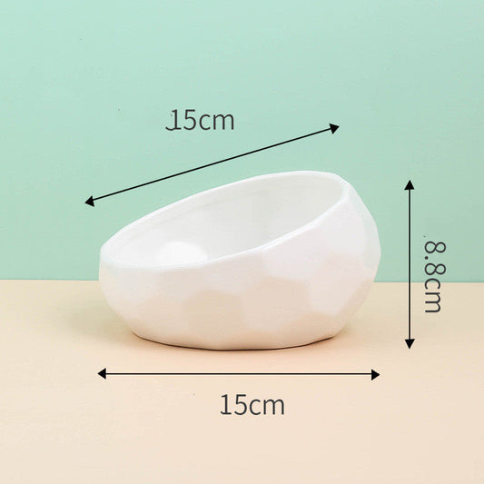 HKM-0230589 Ceramic Cat and Dog Bowl with Oblique Mouth Design in Multiple Colors