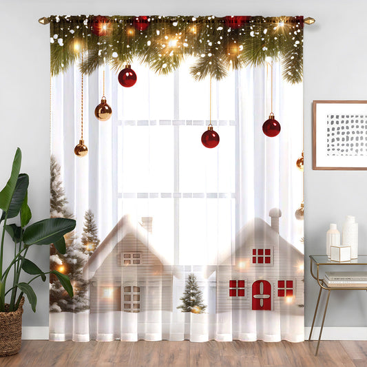 HKM-023059 Christmas Series Polyester Window Screen - Half Shade Digital Print, Various Sizes