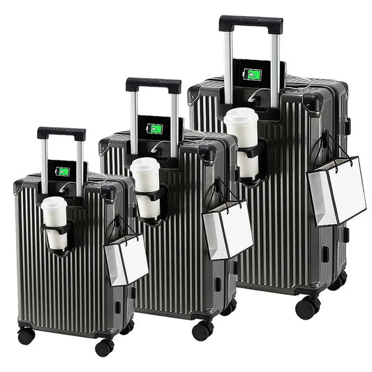 HKM-023891 Emerald Green 20 Inch Small Travel Suitcase Set with Extra Large Wheels - 3 Piece Luggage Set