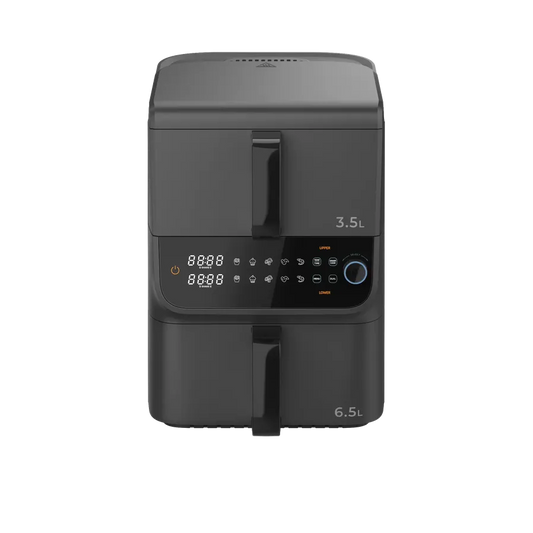 HKM-024083 Multi-Functional Digital Air Fryer with Dual-Core Technology - Oil-Free Cooking, High-Capacity, Silver Finish