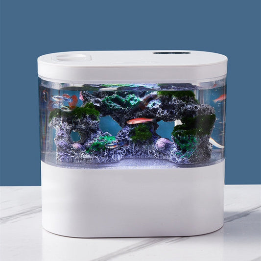 HKM-024339 Mini Desktop Self-Circulation Aquarium with LED Lights and Water Pump