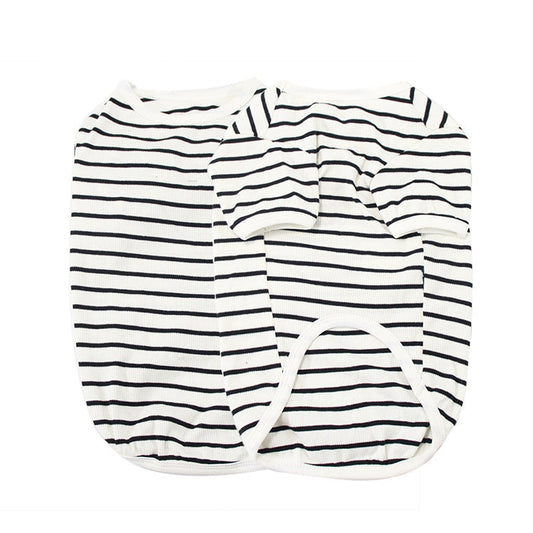 HKM-0254013 Cotton Pet Clothing for Small Dogs, Black and White Stripes, Red and White Stripes, Sizes S-3XL