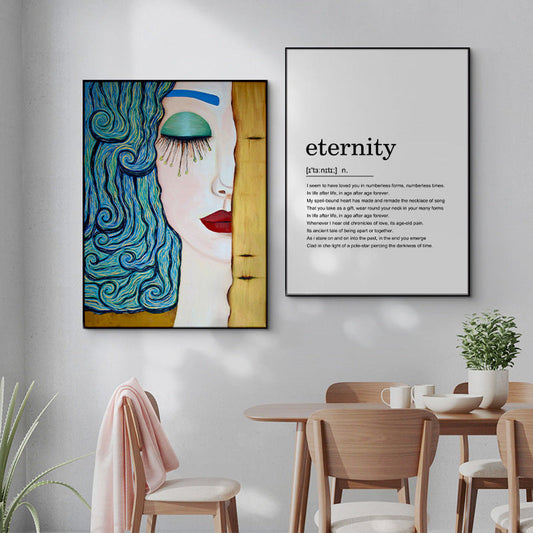 HKM-025811 Elegant English Alphabet Mural for Modern Dining and Living Spaces with Framed Canvas Art