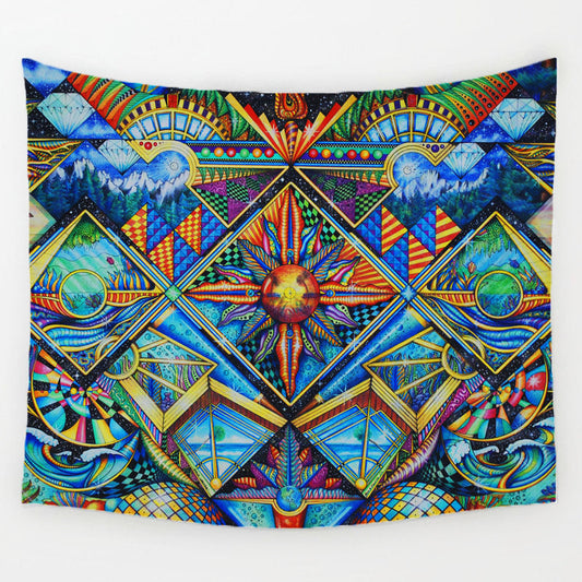 HKM-026515 Irregular Geometric Hippie Mandala Tapestry in Polyester Fiber