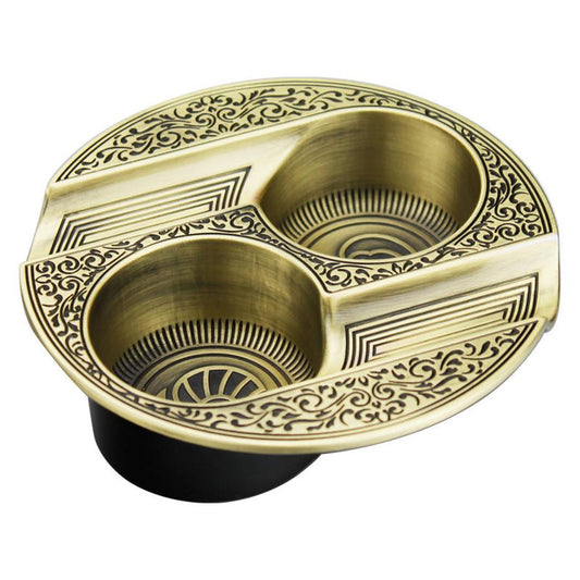 HKM-028179 Retro Metal Cigar Ashtray with Double Slots - Easy to Clean and Durable