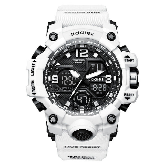 HKM-028627 Dual Display Electronic Sports Watch for Men – Waterproof, Multi-Function, and Versatile Design