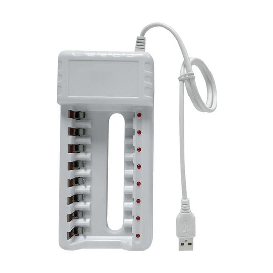 HKM-028627 USB-Powered 8-Slot Ni-MH Rechargeable Battery Charger for No. 5 & No. 7 Batteries