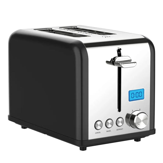 HKM-030163 Digital 2 Slice Toaster with LCD Display - Smart Kitchen Appliance for Precise Toasting