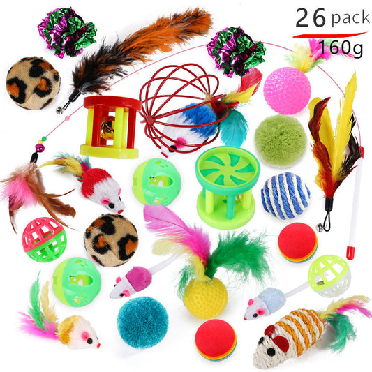 HKM-0306493 Funny Cat Stick Toy with Plush Feathers and Durable PP/Metal Materials