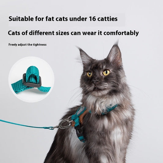 HKM-0314045 Cat Chest and Back Harness Leash Set - Reflective Nylon Options in Various Colors