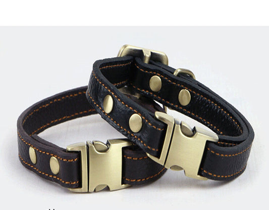 HKM-0330685 Small and Medium Leather Dog Collar in Brown and Black