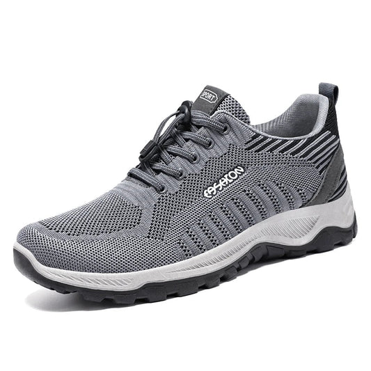 HKM-033107 B-8866 Men's Sneakers Running Shoes Knitted Upper Shock-absorbing Non-slip Light Breathable Walking Casual Shoes